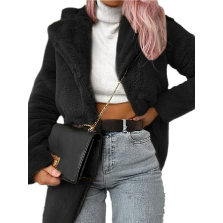 Dellytop Women Outdoor Coat Faux Fur Warm Tops Winter Walmart Com