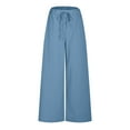 thumbnail image 4 of Chbgutlmr Wide Leg Pants Women Solid Color Lightweight Elastic Waist Loose Casual Drawstring Trousers, 4 of 6