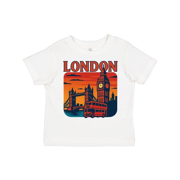 Inktastic London Skyline Big Ben Tower Bridge Sunset Boys or Girls Toddler T-Shirt