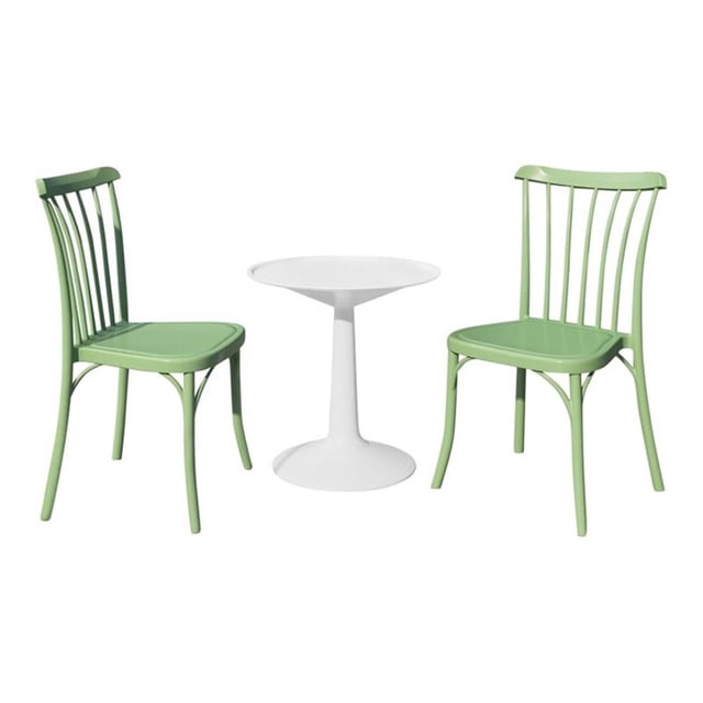 Strata Furniture 2 Rio Polypropylene Chairs with Sprout Table in Mint/White