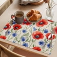 thumbnail image 3 of Red Blue Flowers Placemats Set of 12 Patriotic Poppy Floral Summer Country Place Mats Indoor Wipeable Table Mats Washable Cloth Dining Table Placemats for Kitchen Holiday Party Home Decor 13x19 Inch, 3 of 9