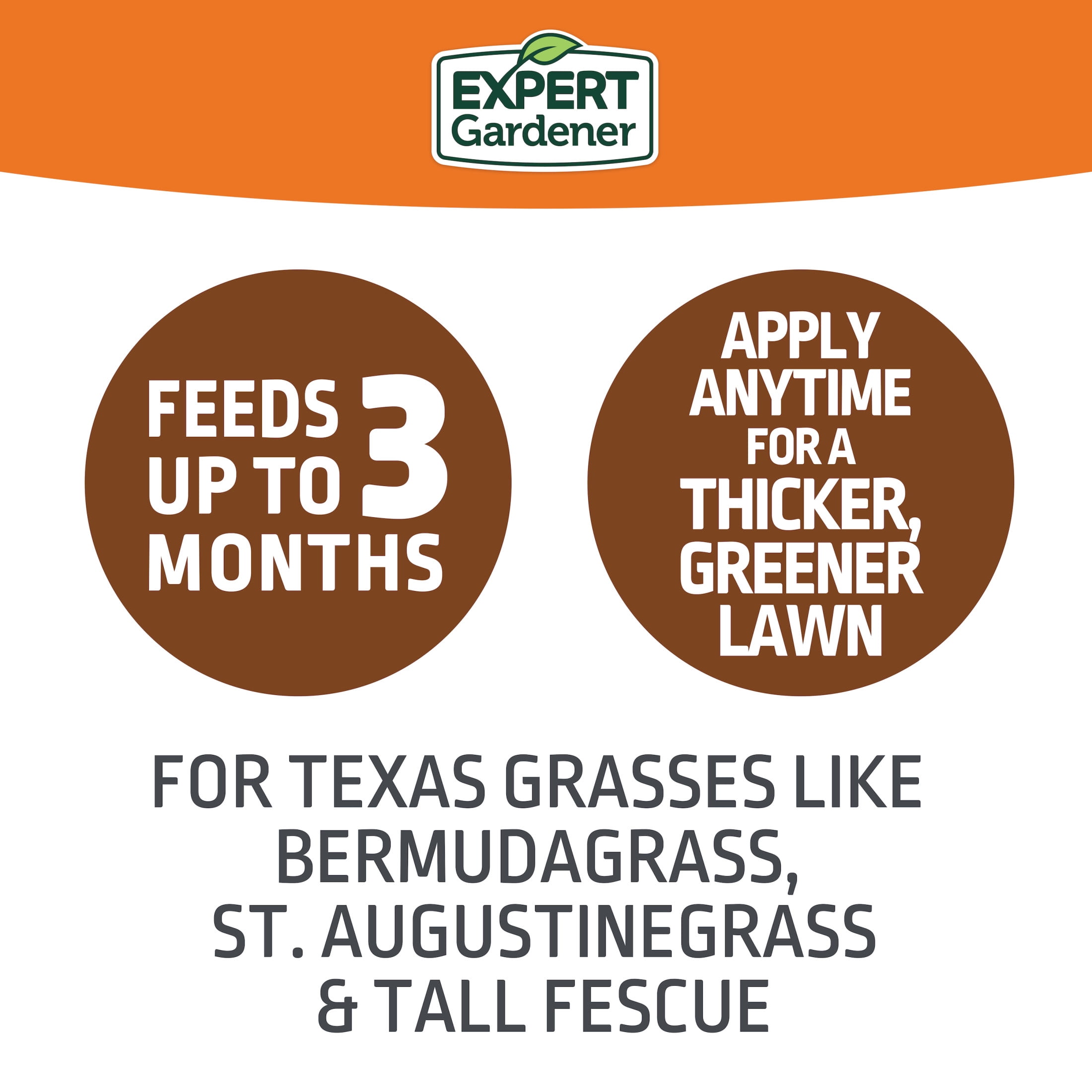Expert Gardener Texas Turf Lawn Food Plus 2% Iron Fertilizer 15-5-10, 30.2 lb. - Covers 5,000 Sq. ft
