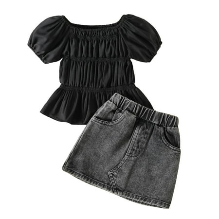 

kpoplk Christmas Outfit Baby Girl 3Pcs Toddler Baby Girl Clothes Baby Sister Romper Tops+Tutu Leopard Skirt+Headband Outfit Set(Black)