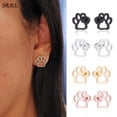 thumbnail image 2 of Pendientes pequeños de acero inoxidable para mujer y niña, aretes con forma de pata de perro, Animal negro, abeja, gato, serpiente, erizo, Piercing, joyería para regalo, novedad, 2 of 2