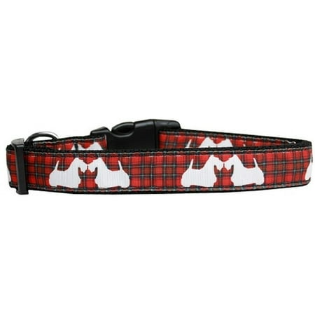 - mirage 125-229 lg red plaid scottie pups nylon dog collar large