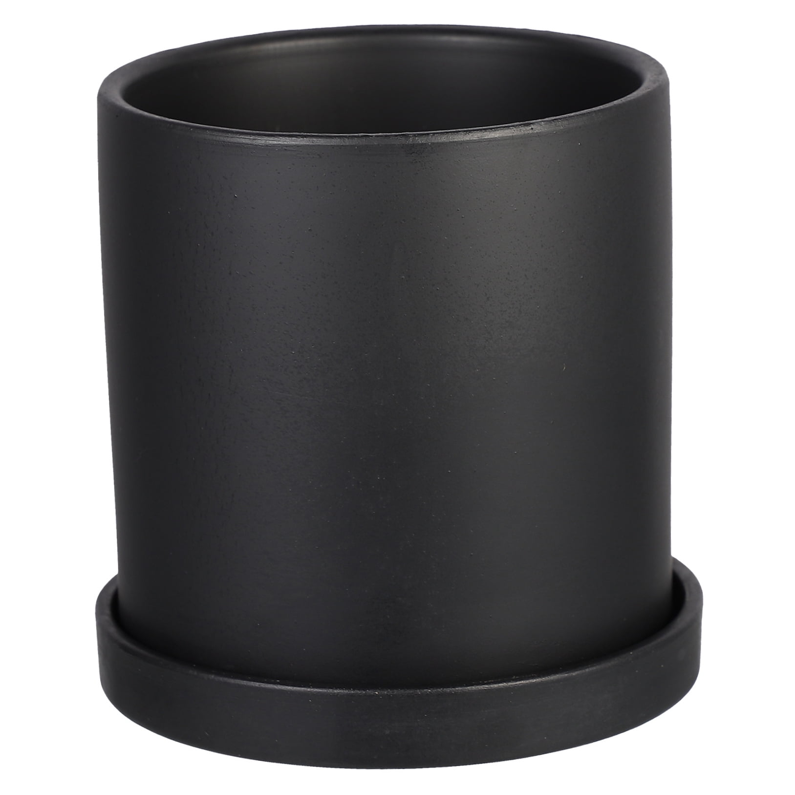 Worgeous Outdoor Drainage Simple Ceramic Flowerpot Flower Pot 12.2X12X12CM Black