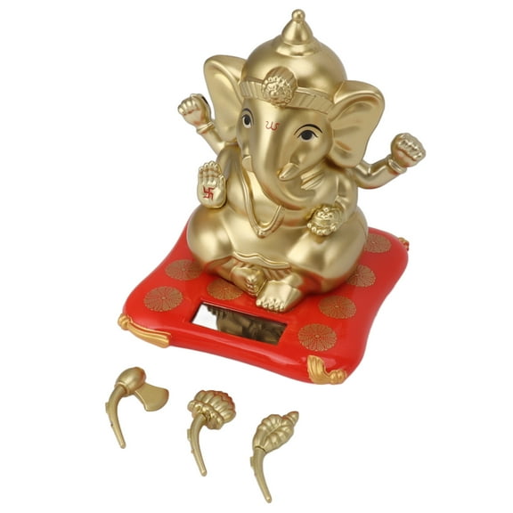 Solar Ganesha Statue, Hindu Lord Ganesh Idol, Ganesha Festival Decoration Sculpture, For Car Dashboard Home Decor Crafts (Gold)