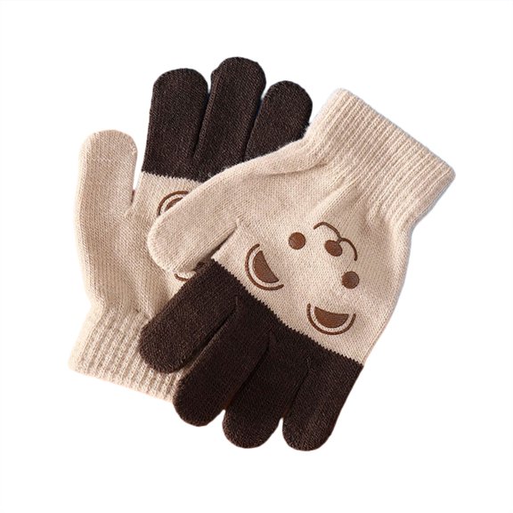 PEASKJP Winter Gloves for Boys Girls Kids Winter Gloves Waterproof Gloves Warm Unisex Gloves for Cold Weather Girls Boys Children (Brown,4-8 Years)