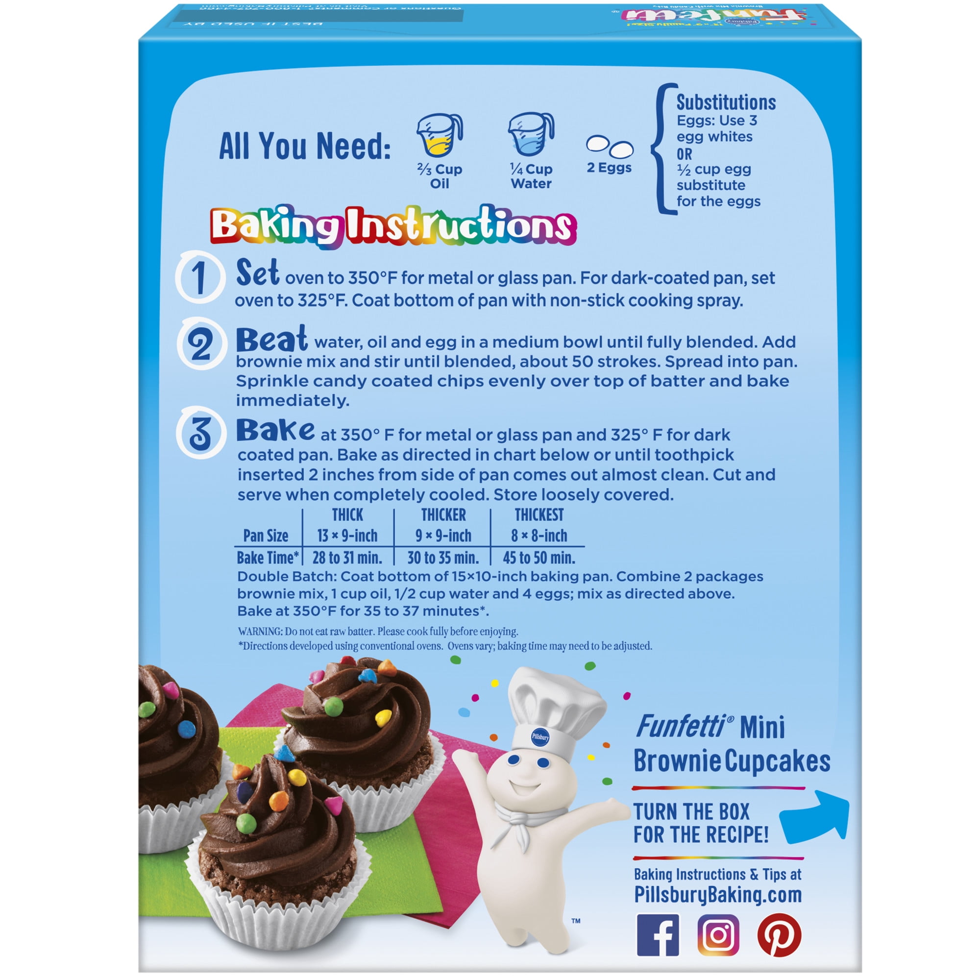 Pillsbury Funfetti Chocolate Fudge Brownie Mix with Candy Coated Chips, 19.4 oz Box