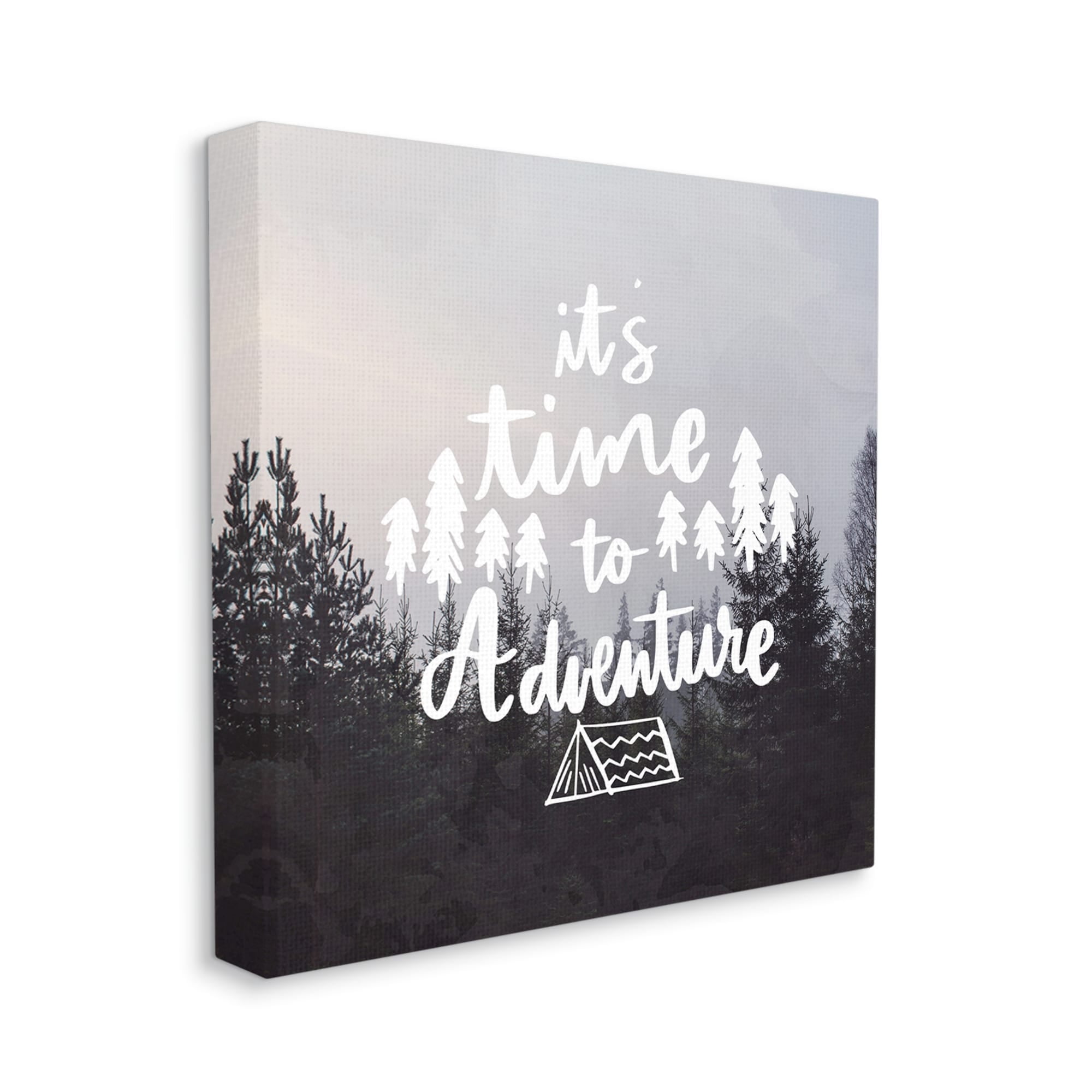 Stupell Industries Time To Adventure Woodlands Camping Tent Calligraphy Accent Canvas Wall Art, 17 x 17, Design by Ann Bailey