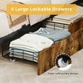 thumbnail image 3 of DWVO King Bed Frame with Charging Station and Storage Drawers, Industrial Platform Bed with Upholstered Headboard, Rustic Brown, 3 of 9