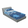 thumbnail image 3 of Seagulls Bedding Set with Sheet & Covers, Underwater Illustration Tropical Fish Sailboats Curling Waves Birds and Sea Life, Printed Bedroom Decor 2 Shams, 4 Sizes, Blue White, by Ambesonne, 3 of 3