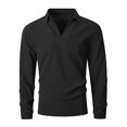 thumbnail image 4 of TOUMENY Men Linen Shirts Casual Long Sleeve Lightweight Breathable Shirt Solid Button Down Loose Fit Vacation Beach Summer Fall Tops Black L, 4 of 7