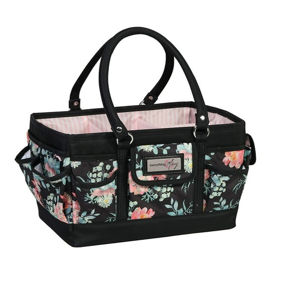 Deluxe Store  Tote Craft Organizer, Black  Floral