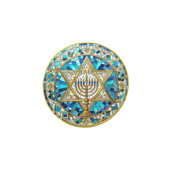 ddioayh Hanukkah Window Suncatchers with Traditional Jewish Symbols - Durable Decorative Pendant for Home Celebration, Holiday Gift, Nursing Home Decor (8x8x0.4in)