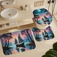 thumbnail image 5 of Fantasy Ship Print Shower Curtain Set 4-Set Bathroom Decor Set Magical Night Scene Moonlight Includes Toilet Cover Mat ,U-Mat ,Floor Mat ,Shower Curtain with 12 Hooks,72inx72in, 5 of 7