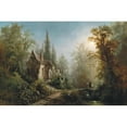 thumbnail image 3 of Albert Rieger 18x13 Black Modern Framed Museum Art Print Titled - A Moonlit Night Over a Chapel and Riders, 3 of 5