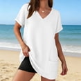 thumbnail image 2 of Womens Swimsuit Cover Up Short Sleeve V Neck Bathing Suit Civerup Summer Casual Beach Dresses Plus Size Fashion, 2 of 7