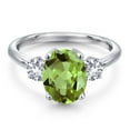 thumbnail image 3 of Gem Stone King 3.30 Ct Oval Green Peridot White Created Sapphire 925 Sterling Silver Ring, 3 of 6