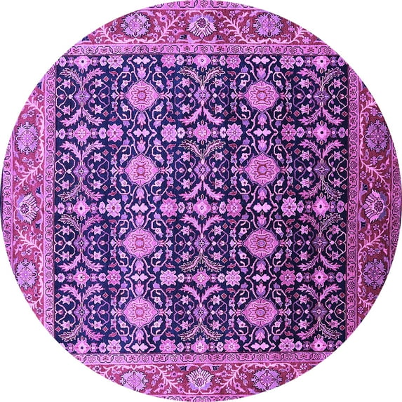 Ahgly Company Indoor Round Oriental Purple Traditional Area Rugs, 4' Round