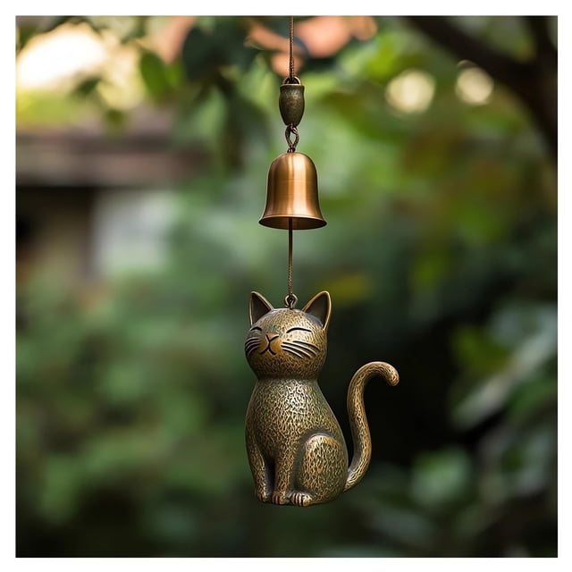 Carillón de viento GYLCTOM Cat 2025 de cerámica para decoración de jardín al aire libre