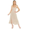 thumbnail image 2 of Womens Ruffle Square Neck Split Summer Dress Wedding Party Bridesmaid Night Out Dresses S, 2 of 8