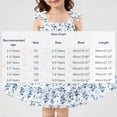 thumbnail image 2 of CYRBOKO Dresses for Girls, Floral Print Drawstring Bow Summer A-line Casual Dresses Light Blue Size 4-5 T, 2 of 6