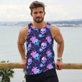 thumbnail image 6 of Lsque Skull starry sky flower leaf Pattern Mens Tank Tops Muscle Athletic Quick Dry Sleeveless Workout Fitness T Shirts Beach Tank Top, Loose-fit Sleeveless Shirt for Men-X-Large, 6 of 7