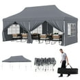 thumbnail image 1 of Gymax 10 x 20 FT Canopy w/ 6 Detachable Sidewalls Carrying Bag UPF50+ Sun Protection Gray, 1 of 10