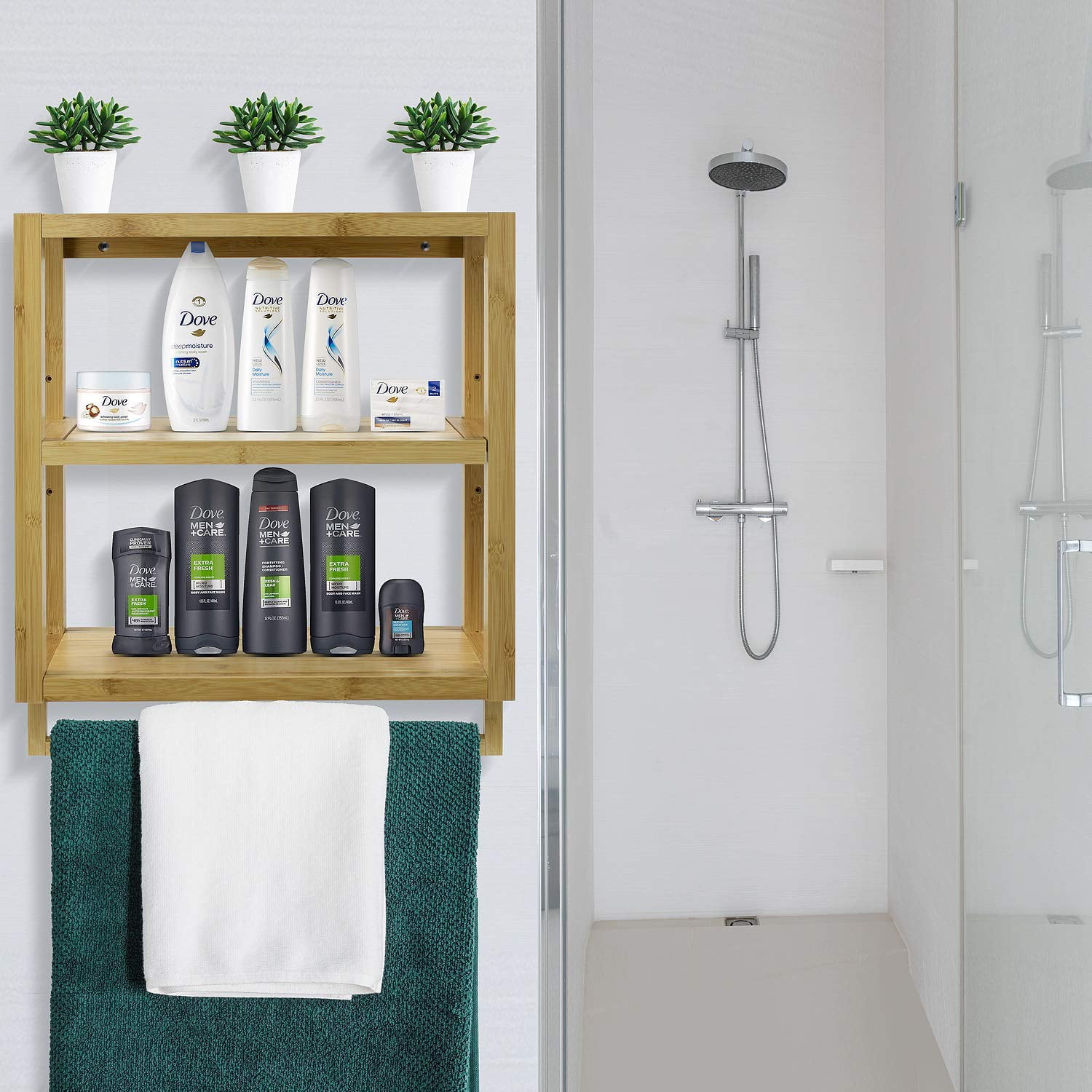 Sorbus Bamboo Finish Bathroom Wooden 3-Tier Wall Mounted Organizer Width 8.25-inch Towel Rack Holder