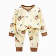 thumbnail image 4 of TOWED22 Little Boys Outfits Dinosaur Cotton 2 Piece Train Toddler Loungewear Fall Winter Clothes Set 6-12 Months 12-24 Months 2t 3t 4t 5t 6t 7t 8t 9t Children,Brown,6-12 M, 4 of 6