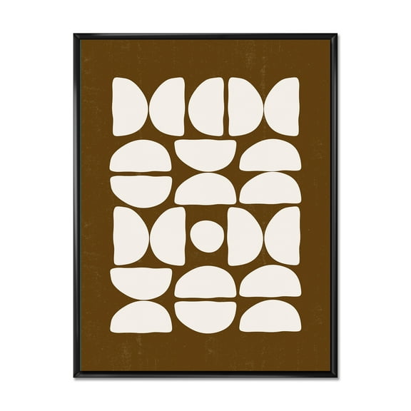 Designart 'Abstract Minimal Half Moons Composition' Modern Framed Canvas Wall Art Print