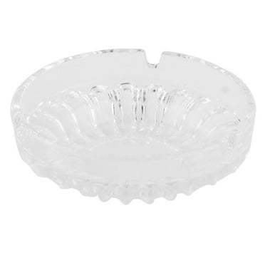 Hotel Home Office Glass Round Cigarette Ash Holder Ashtray Clear 10.7cm Dia