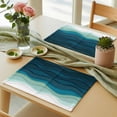 thumbnail image 6 of Placemats for Dinning Table Set of 12, Teal Ocean Coastal Sea Moire Waves Abstract Ombre Art Burlap Kitchen Place Mats Waterproof Cloth Table Mats, Indoor Outdoor Placemats Easy Clean Dinner Decor, 6 of 8