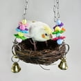 thumbnail image 6 of Visland Bird Nest, Natural Rattan Colorful Beads Bell Hanging Nest Roosting Bird House Cages Garden Window Outdoor Decoration for Parakeets Conures Macaws Parrots Love Birds Finches, 6 of 7