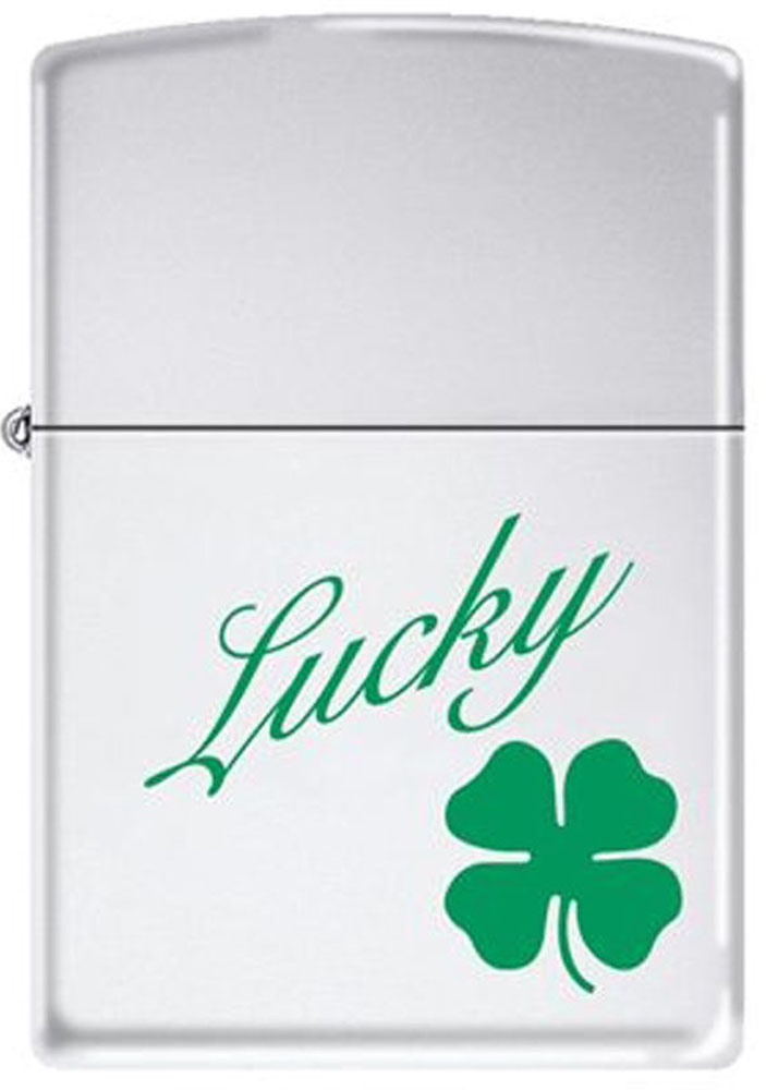 LUCKY Four Leaf Clover Shamrock Chrome Zippo Lighter