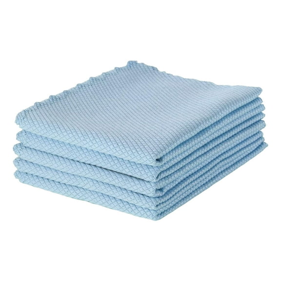 Mozhitti Blue Microfiber Glass Cleaning Cloths Towels For Windows Stainless Steel Lint Streak Water