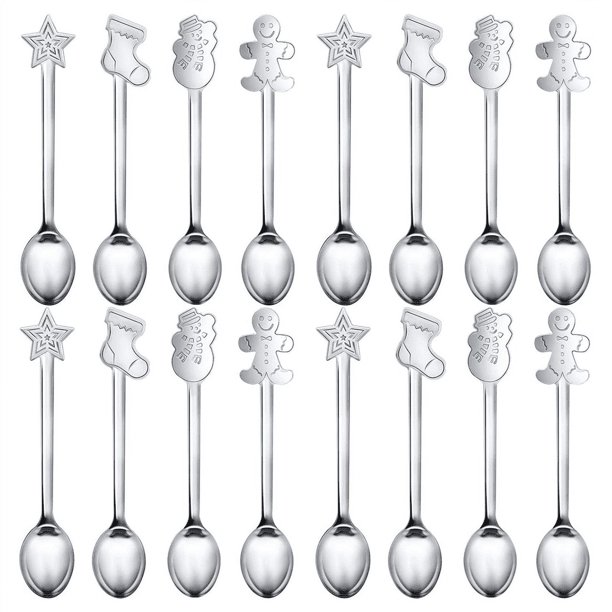 16Pcs Christmas Decorations for Home Stainless Xmas Coffee Spoons