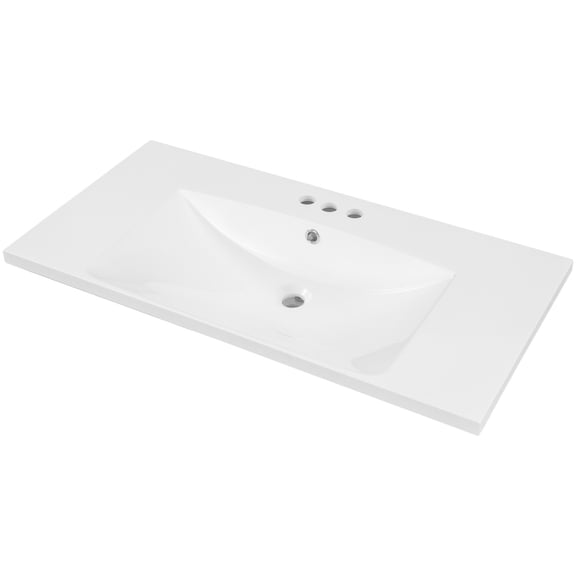 36" Ceramic Single Sink Vanity Top | Center Sink Design, Ready Out of Box for Cabinets | Elevate Bathroom Elegance, Hardly Stained