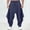 Navy, variant on WIZUTIZ Mens Hip Harem Pants Baggy Elastic Waist Drawstring Hippie Trousers Comfy Cotton Linen Plus Size Casual Pant
