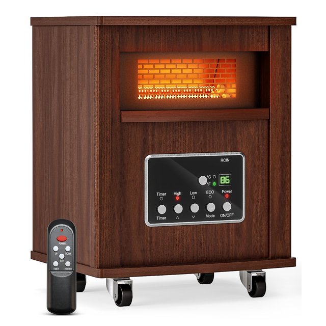 Calefactor infrarrojo portátil OYLUS de 1500 W con gabinete de madera