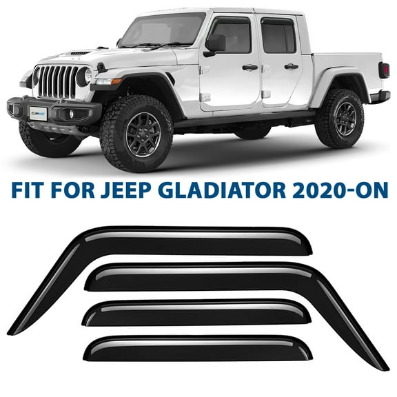 CLIM ART Incredibly Durable Rain Guards Compatible with Jeep Gladiator 2020-2026, Original Tape-on Window Deflectors, Vent Deflector, Window Visors, Car Accessories, 4pcs. - 420202