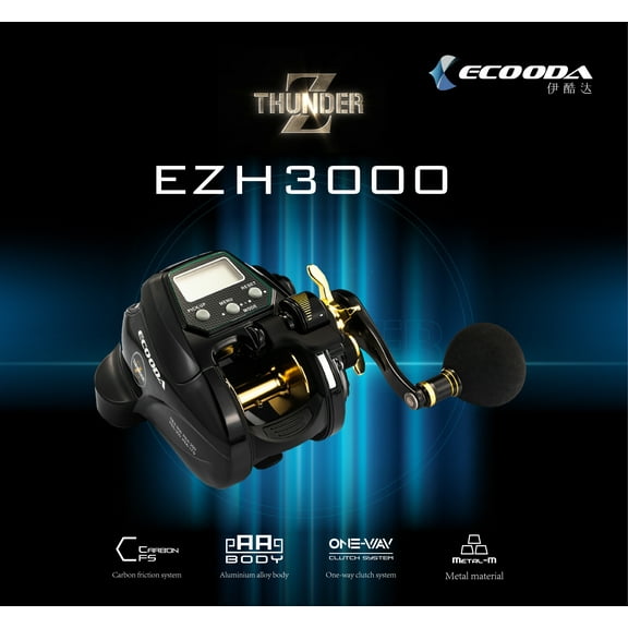 Ecooda EZH 3000 Right hand Size Electric Fishing Reel Saltwater Big Drag Power Electric Hose Reel 12V DC Jigging Reel