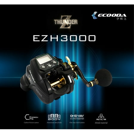 Ecooda EZH 3000 Right hand Size Electric Fishing Reel Saltwater Big Drag Power Electric Hose Reel 12V DC Jigging Reel