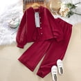 thumbnail image 2 of Byoo Big Girls Solid Casual Outfits Breathable Long Sleeve Button Up Shirt Pants Set, 2 of 6