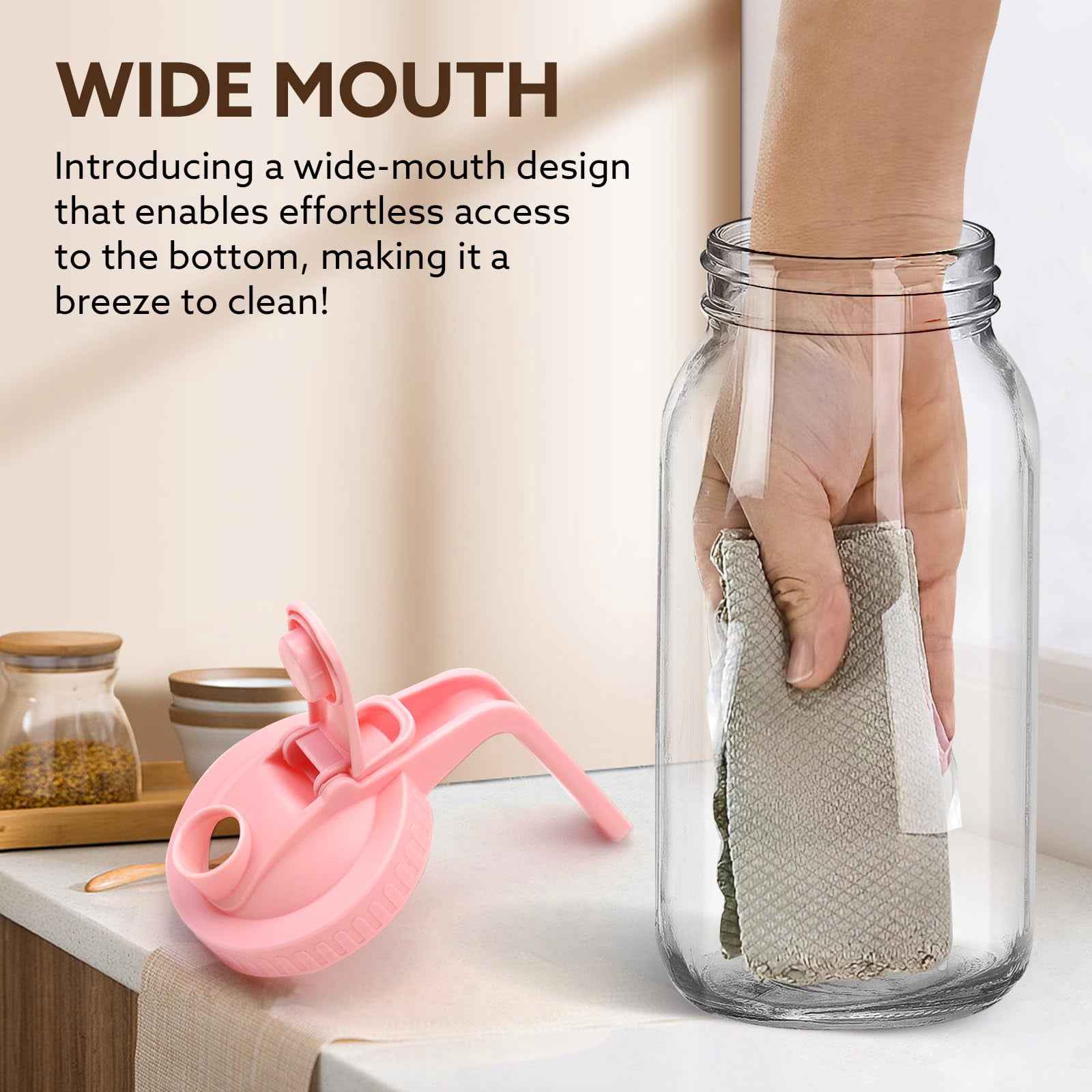 Glass Pitcher With Lid  64 Oz Mason Jar Double Leak Proof 2 Quart Breast Milk Storage Containers For Fridge Wide Mouth Sun Tea Juice Cold Brew Coffee