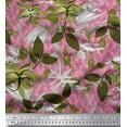 thumbnail image 1 of Soimoi Pink Satin Silk Fabric Artistic Leaves Print Fabric by Yard 42 Inch Wide, 1 of 1