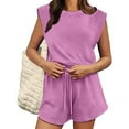 thumbnail image 5 of Teissuly Women's Solid Color Sleeveless Backless Top With Elastic Waist Pocket Shorts And Jumpsuit, 5 of 9