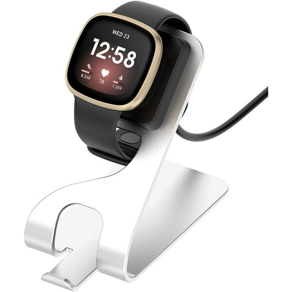Tianle Charger Dock Compatible with Fitbit Sense/Sense 2/Versa 3/Versa 4, Charging Stand Cable with 4.9ft USB Cord for Fitbit Sense, Sense 2, Versa 3, Versa 4 Smart Watch (Silver)