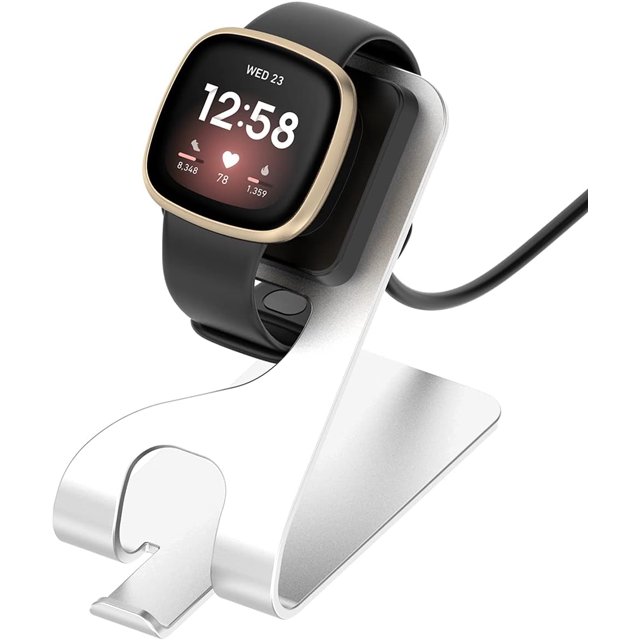 Tianle Station de Charge Compatible avec Fitbit Sense/Sense 2/Versa 3/Versa 4, Câble de Support de Charge avec Cordon USB de 4,9 Pi pour Fitbit Sense, Sense 2, Versa 3, Versa 4 Montre Intelligente (Argent)